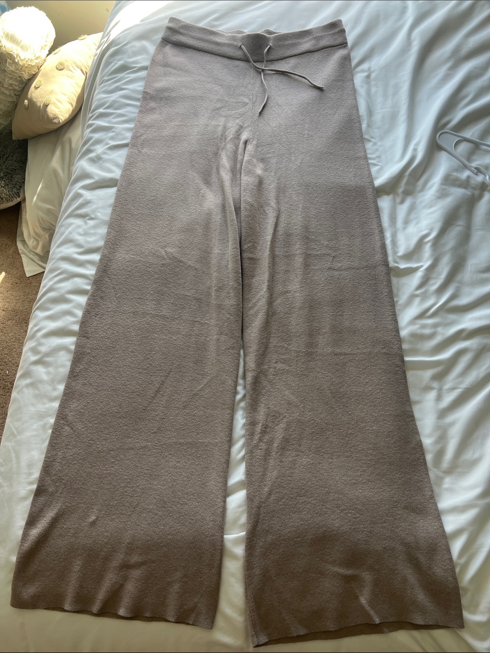 H&M Neutral Taupe Knit Wide-Leg Pants